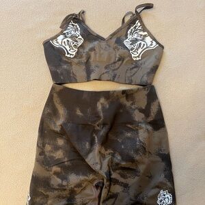 Brown and Tan Print Sports Set